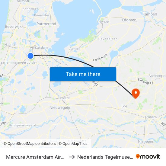 Mercure Amsterdam Airport to Nederlands Tegelmuseum map