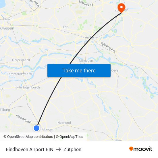 Eindhoven Airport EIN to Zutphen map