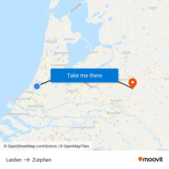 Leiden to Zutphen map