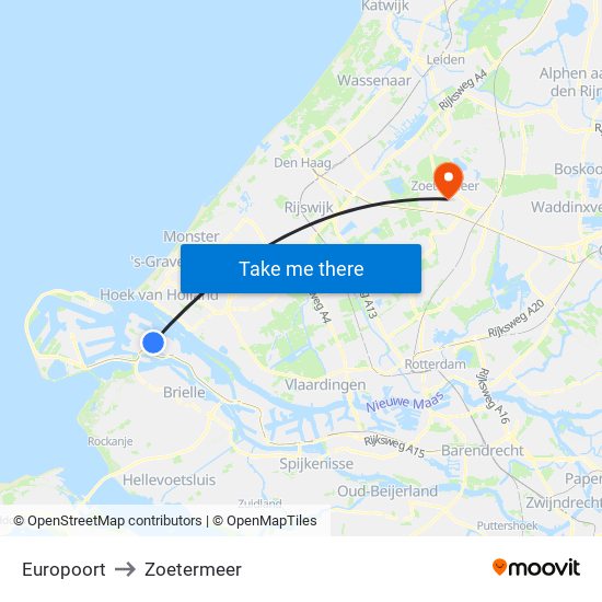 Europoort to Zoetermeer map