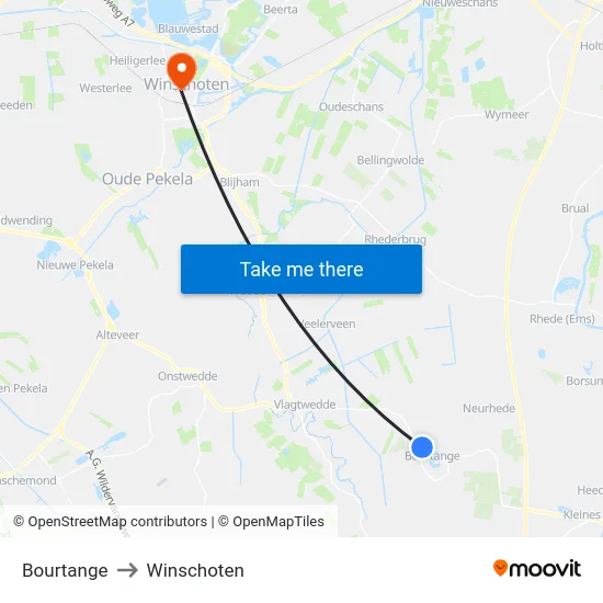 Bourtange to Winschoten map