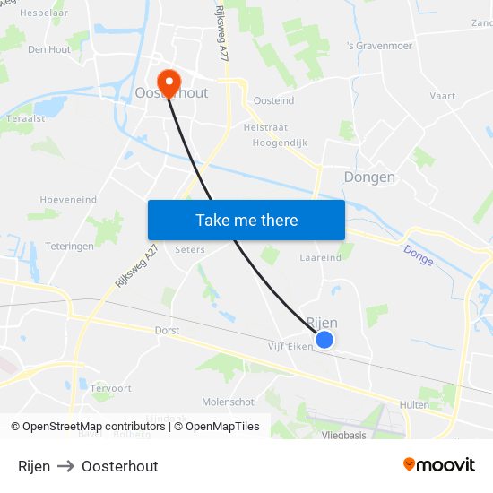 Rijen to Oosterhout map