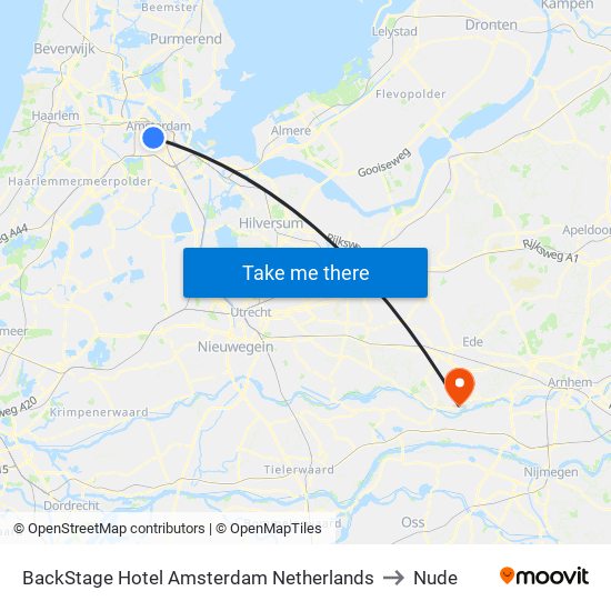 BackStage Hotel Amsterdam Netherlands to Nude map