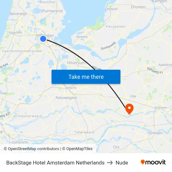 BackStage Hotel Amsterdam Netherlands to Nude map