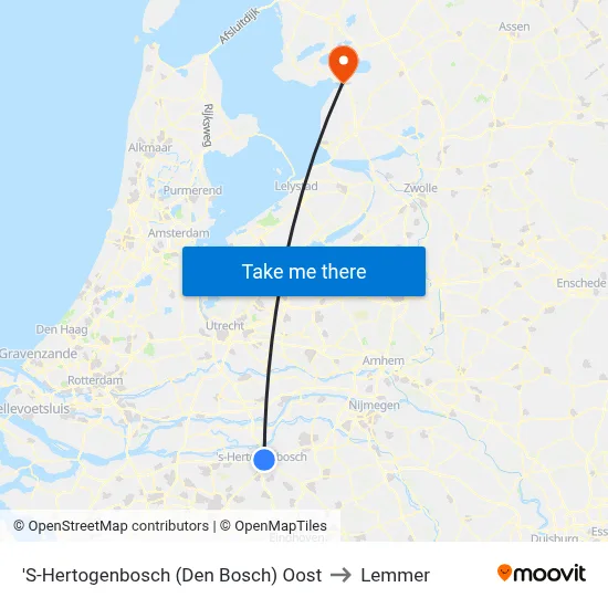 'S-Hertogenbosch (Den Bosch) Oost to Lemmer map
