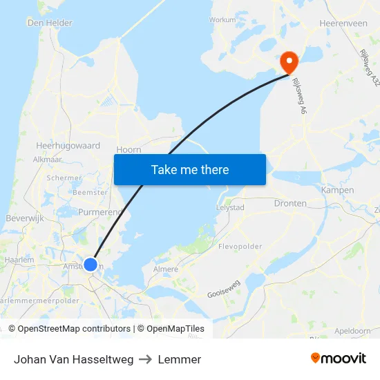Johan Van Hasseltweg to Lemmer map