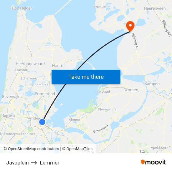 Javaplein to Lemmer map
