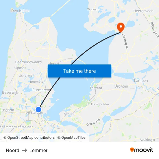 Noord to Lemmer map