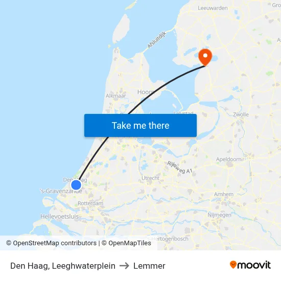 Den Haag, Leeghwaterplein to Lemmer map