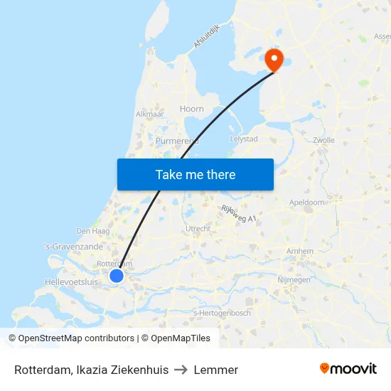 Rotterdam, Ikazia Ziekenhuis to Lemmer map