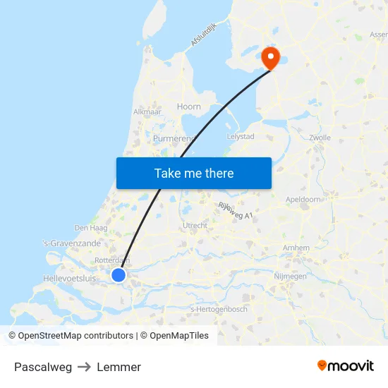 Pascalweg to Lemmer map