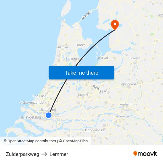 Zuiderparkweg to Lemmer map