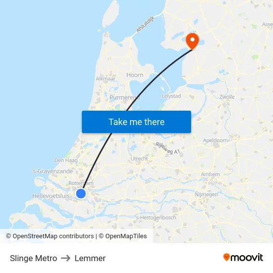 Slinge Metro to Lemmer map
