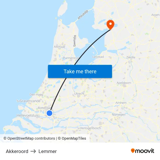 Akkeroord to Lemmer map