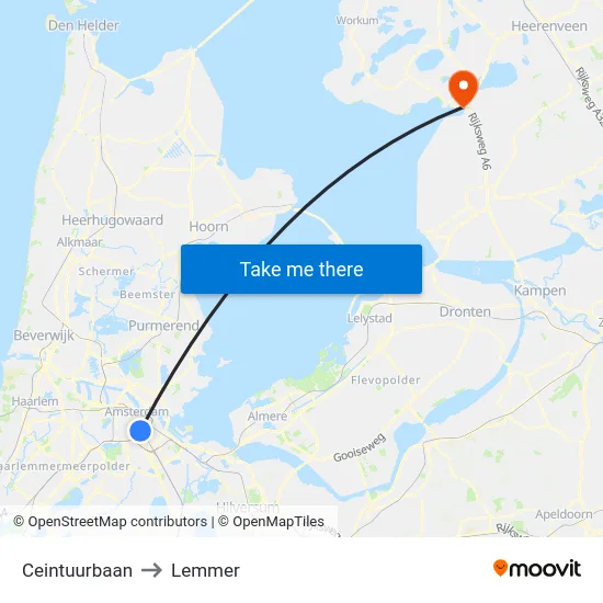 Ceintuurbaan to Lemmer map