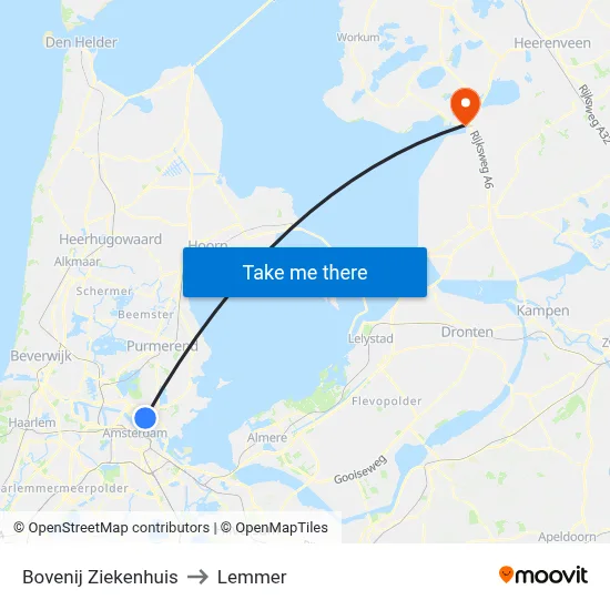 Bovenij Ziekenhuis to Lemmer map