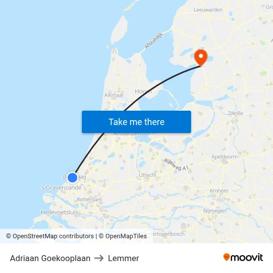 Adriaan Goekooplaan to Lemmer map