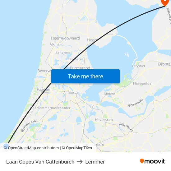 Laan Copes Van Cattenburch to Lemmer map