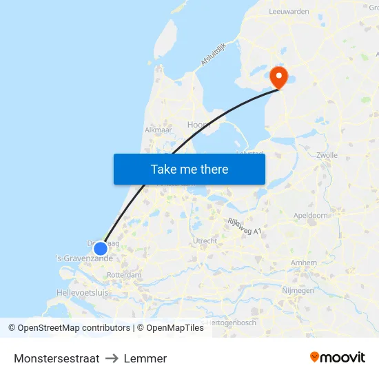 Monstersestraat to Lemmer map