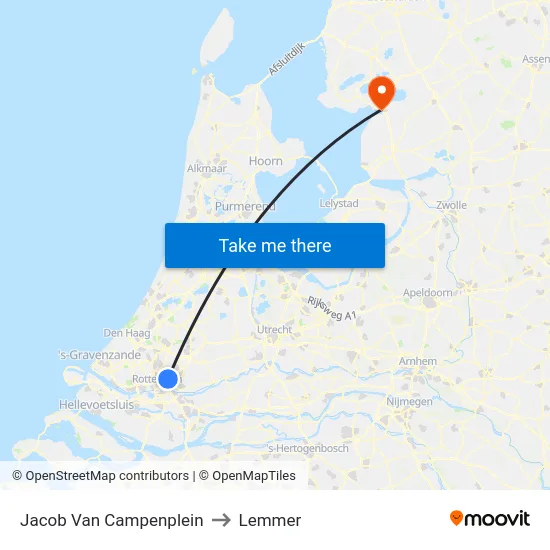 Jacob Van Campenplein to Lemmer map