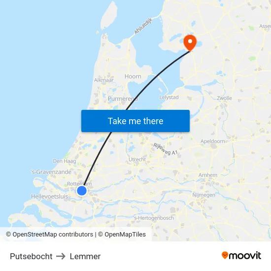 Putsebocht to Lemmer map