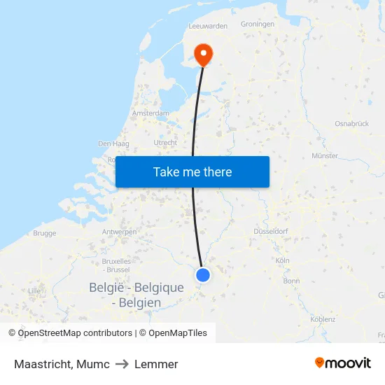 Maastricht, Mumc to Lemmer map