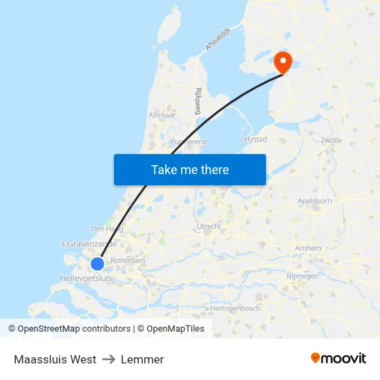 Maassluis West to Lemmer map