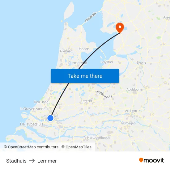 Stadhuis to Lemmer map