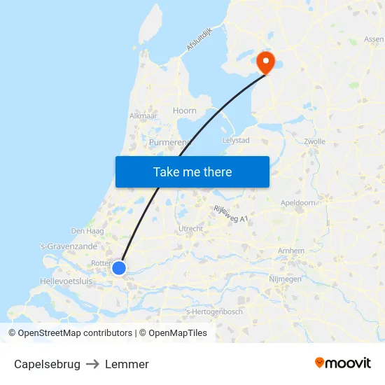 Capelsebrug to Lemmer map