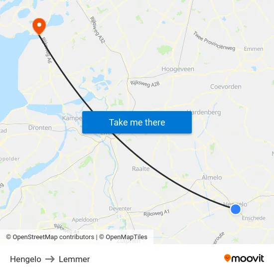 Hengelo to Lemmer map