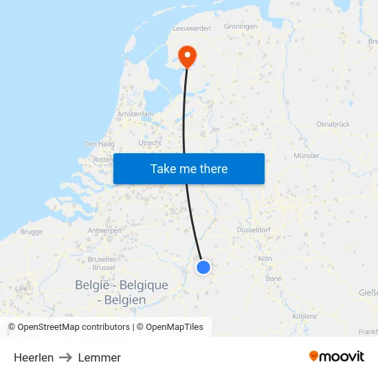 Heerlen to Lemmer map