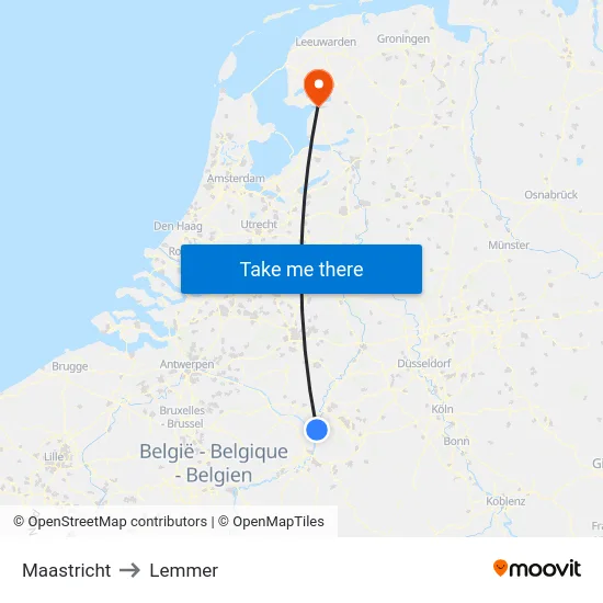 Maastricht to Lemmer map