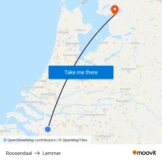 Roosendaal to Lemmer map