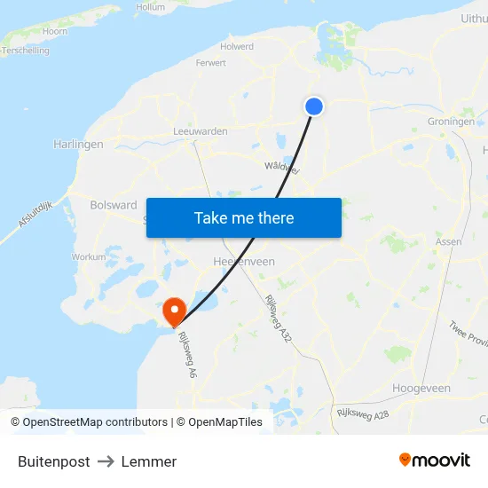 Buitenpost to Lemmer map