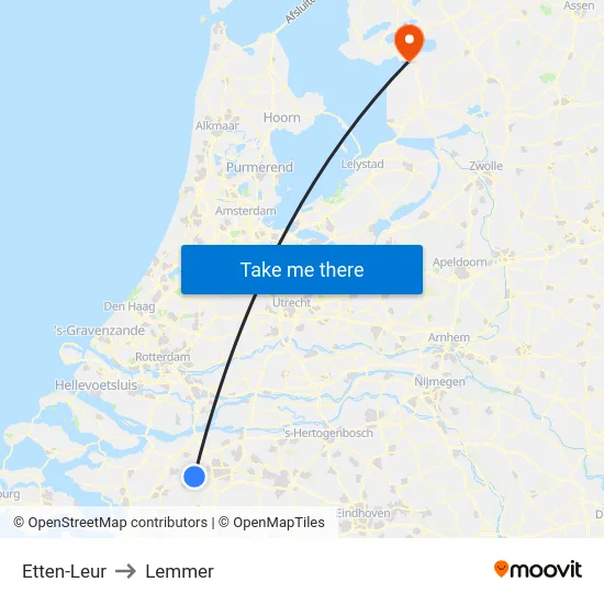 Etten-Leur to Lemmer map