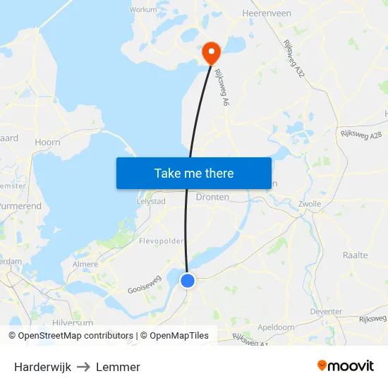 Harderwijk to Lemmer map