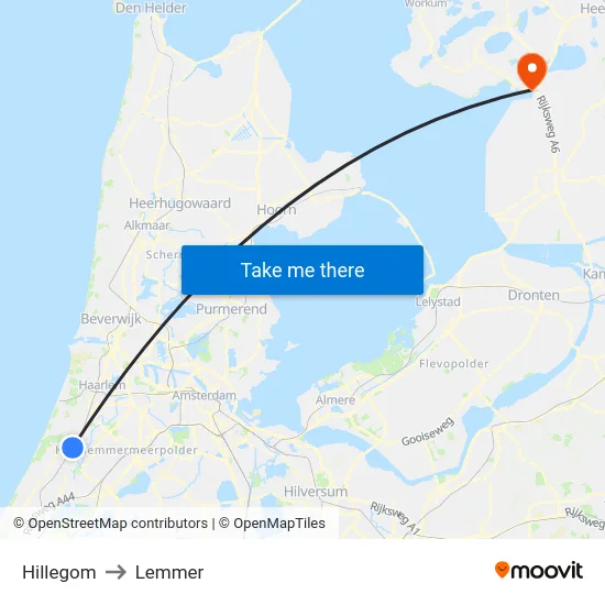 Hillegom to Lemmer map