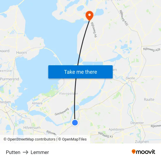 Putten to Lemmer map