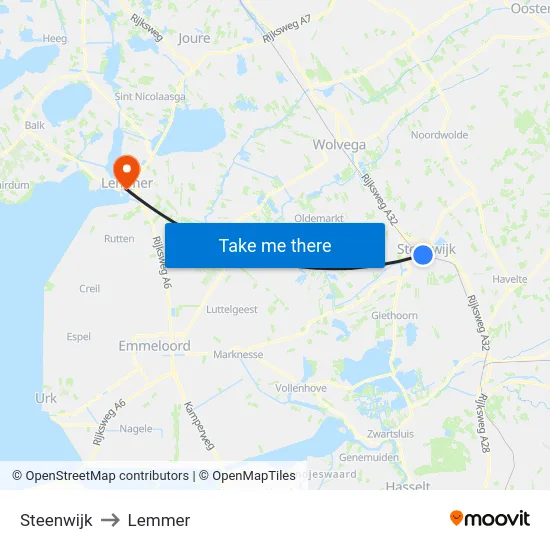 Steenwijk to Lemmer map
