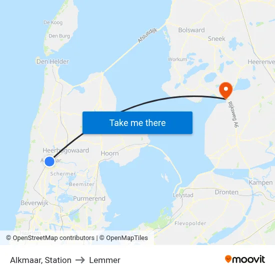 Alkmaar, Station to Lemmer map