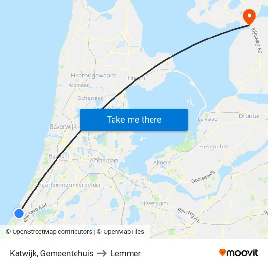 Katwijk, Gemeentehuis to Lemmer map