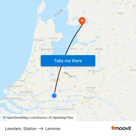 Leerdam, Station to Lemmer map