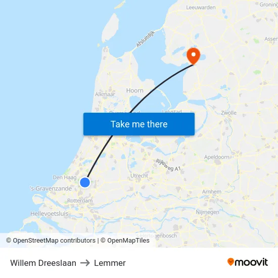 Willem Dreeslaan to Lemmer map