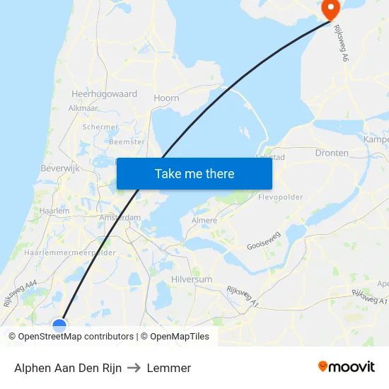 Alphen Aan Den Rijn to Lemmer map