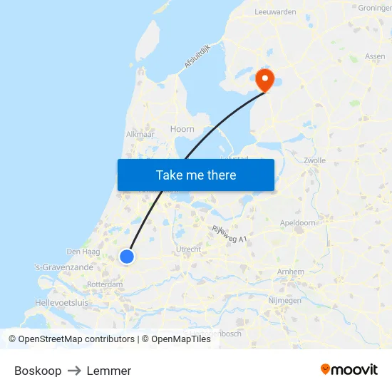 Boskoop to Lemmer map
