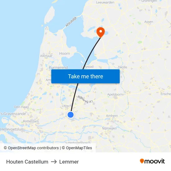 Houten Castellum to Lemmer map