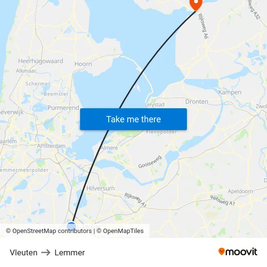 Vleuten to Lemmer map
