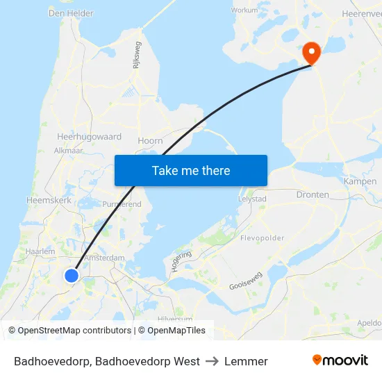 Badhoevedorp, Badhoevedorp West to Lemmer map