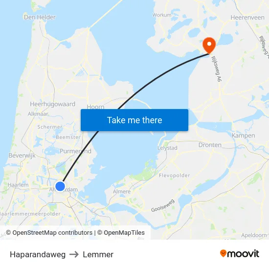Haparandaweg to Lemmer map