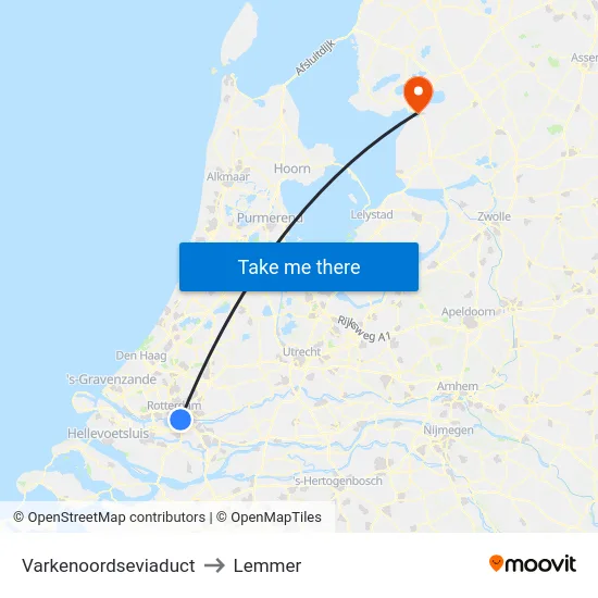 Varkenoordseviaduct to Lemmer map